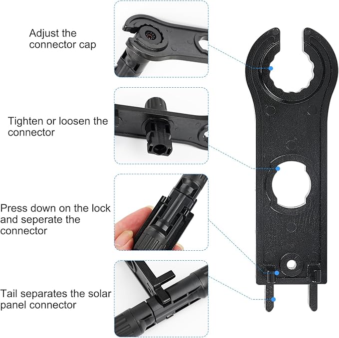 123PCS Solar Crimper Tool Kit - 30 Pairs Solar Connectors 30 Pairs Solar Connector Pins 2 PCS Spanner Wrench 1 Wire Crimper Stripper Tool for 2.5/4/6mm² Solar Panel Installation Assembly Tools