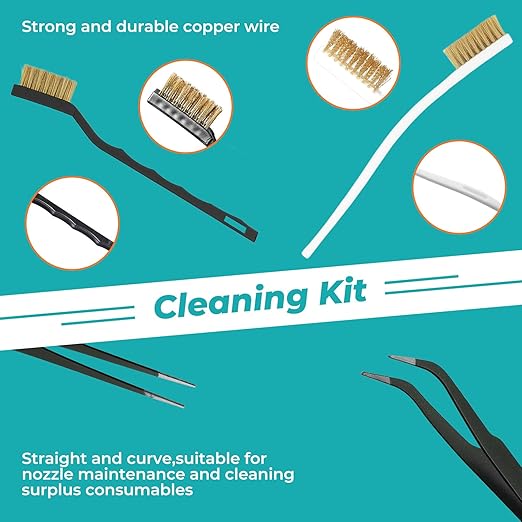 25PCS 3D Printer Nozzle Cleaning Kit with1.5Nm Nozzle Torque Wrench for 3D Printer Nozzle Changing,Includes 25 Cleaning Pins,Tweezers,Brushes for Optimal 3D Printing Performance