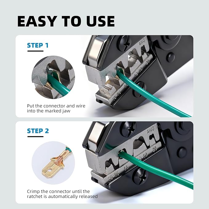 STEELITE 546PCS Crimping Tool Set with Connectors - Quick Release Ratchet Wire Crimping Tool for Heat Shrink, Insulated Nylon, Non-Insulated, Ferrule Wire End, Open Barrel Terminals, Solar Connectors