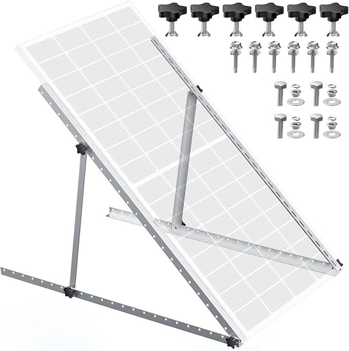 45in Adjustable Solar Panel Tilt Mount Brackets, Anodizing Foldable Tilt Legs, Support 100 200 300 400 Watt Solar Panels 1-2Pcs, Solar Panel Stand for Roof, Off-Grid, RV and Boat