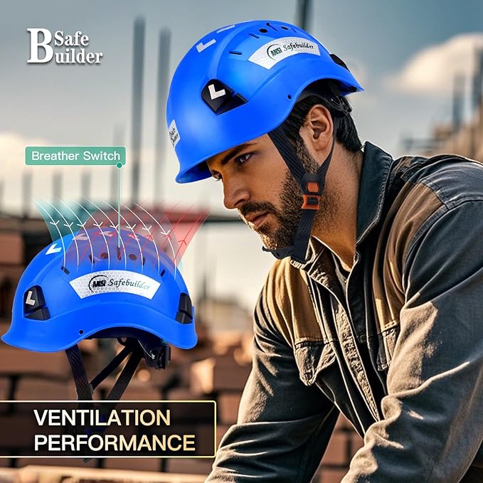 Construction Safety Helmet ABS Hard Hat Adjustable Ventilation System Hardhats Industrial Work Head Protection for Men Certified ANSI/ISEA Z89.1