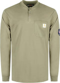 BOCOMAL FR Shirts Henley 7oz Midweight Fire Resistant Clothing NFPA2112 CAT2 Men's Flame Retardant Work Shirt