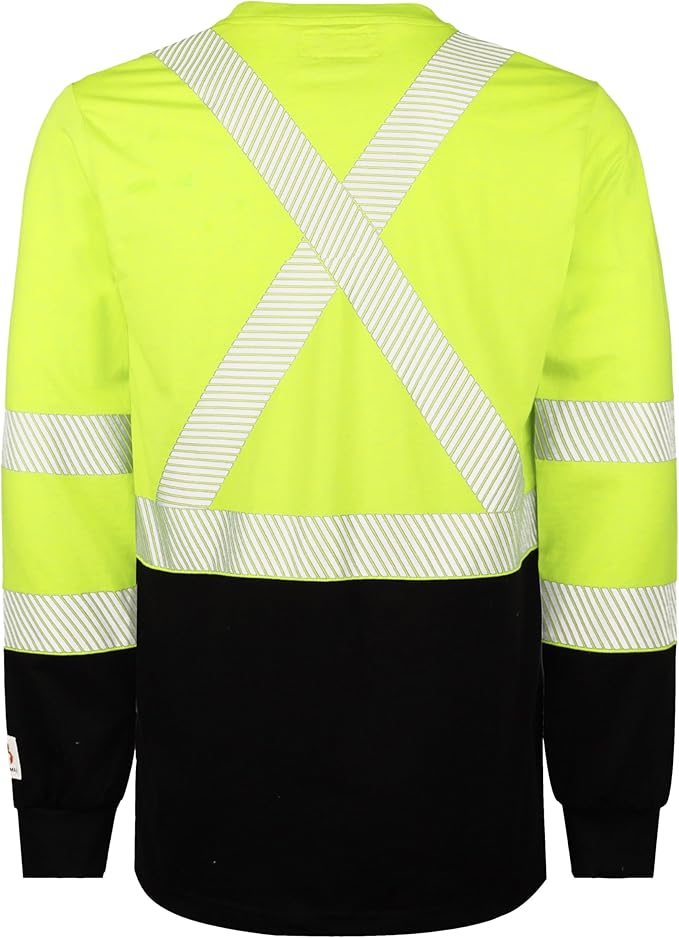 BOCOMAL FR Hi-Vis Shirts 6oz Lightweight High Visibility Reflective Flame Resistant/Fire Retardant Shirt Men's Safety Shirts