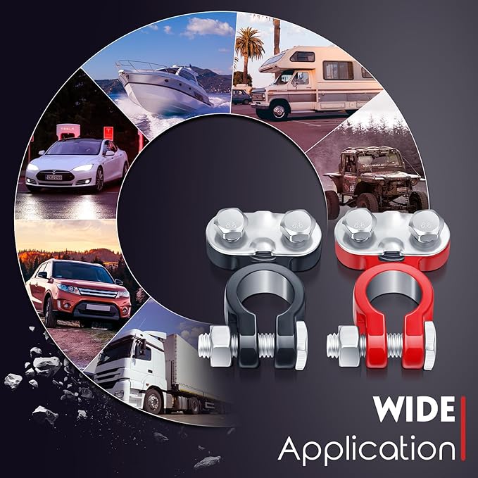Frienda 12 Pieces Car Battery Terminals Connectors Zinc Plated Top Post Anti Corrosion Washers Replacement Clamps Battery Cable Terminal for Marine Boat RV Vehicles