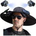 Solar Fan Hat with Mist, Mens Wide Brim Solar Power Fans Hat with Built in Fan, USB Solar Charging for Outdoor Fishing