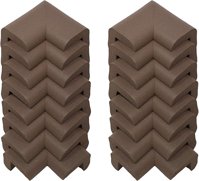 KidKusion Corner Cushion | Made in USA | Brown | 16 Pack | Furniture and Corner Protection