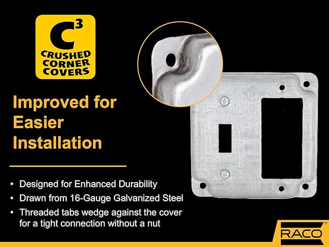 Hubbell-Raco 814C 1 Toggle and 1 GFCI 4-Inch Square Exposed Work Cover