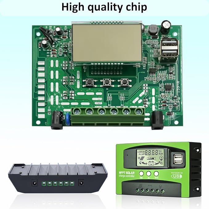 100A MPPT Solar Charge Controller 12v/24v Current Auto Focus MPPT Tracking Charge with LCD Display Dual USB Solar Regulator Charge Controller Multiple Load Control Modes