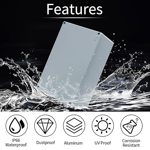 Aluminum Enclosure Project Box Waterproof IP66 Aluminum Alloy Metal Junction Box Electrical Junction Box Project Enclosure Gray 7.4"x4.7"x3"