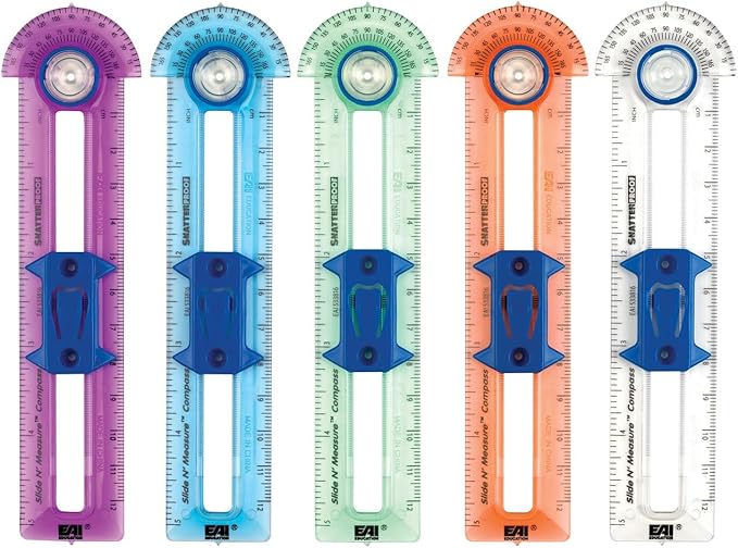 EAI Education Slide N' Measure Compass: Assorted Colors Classroom Kit - Set of 40