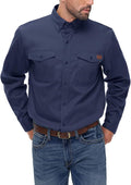 FR Shirt for Men 6oz Ripstop Lightweight Back Vented Mesh Breathable Flame Resistant CAT2 NFPA2112 Welding Shirts