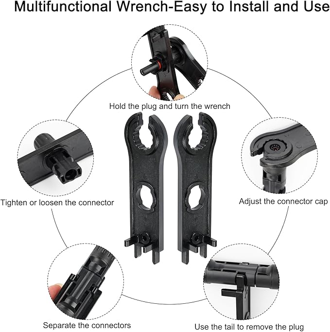 55PCS Solar Crimping Tool Kit - 1 Crimper Stripper Tool 2 PCS Spanner Wrenches 13 Pairs Solar Connectors 13 Pairs Connector Pins for for 2.5/4/6mm² Solar Panel Cable Assembly & Installation