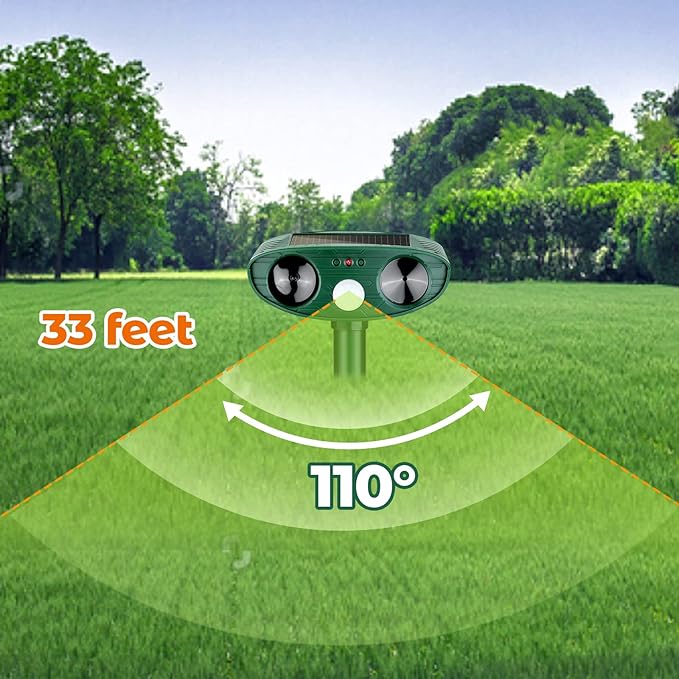 4 Pack Ultrasonic Animal Repellent Outdoor Solar Deer Repllent Devices Cat Deer Deterrent Scare Raccoon, Skunk, Rabbit, Dog, Waterproof with Motion Detector for Yard Garden