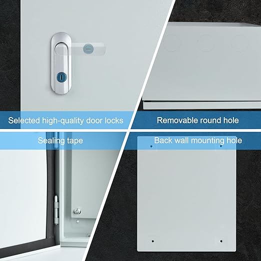 Steel Electrical Junction Box, Indoor&Outdoor Electrical Enclosure Box, Wall Mounted Waterproof&Dustproof Metal Box, Universal Electric Equipment Enclosure Box with Safety Locks and Mounting Plates