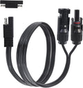 Solar Panel to SAE Adapter Cable 14AWG SAE Connector to Male & Female Solar Connectors Extension Wire for Solar Panels RVs Battery Charger kit with SAE Polarity Reverse Adapter 2FT
