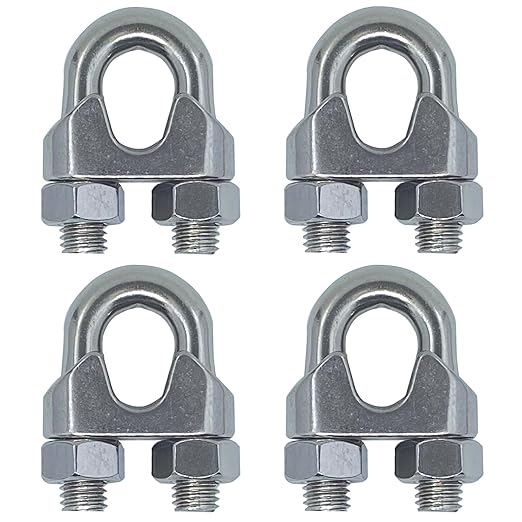 4PCS 1/2 Inches M12 Stainless Steel Wire Rope Cable Clip Clamp