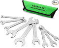 SWANLAKE 9-piece Super-Thin Open End Wrench Set, SAE 1/4", 9/32", 5/16", 3/8", 11/32", 13/32", 7/16", 1/2", 9/16", 11/16", 5/8", 19/32", 3/4", 13/16", 7/8", 15/16", 1", 1-1/16" with Rolling Pouch