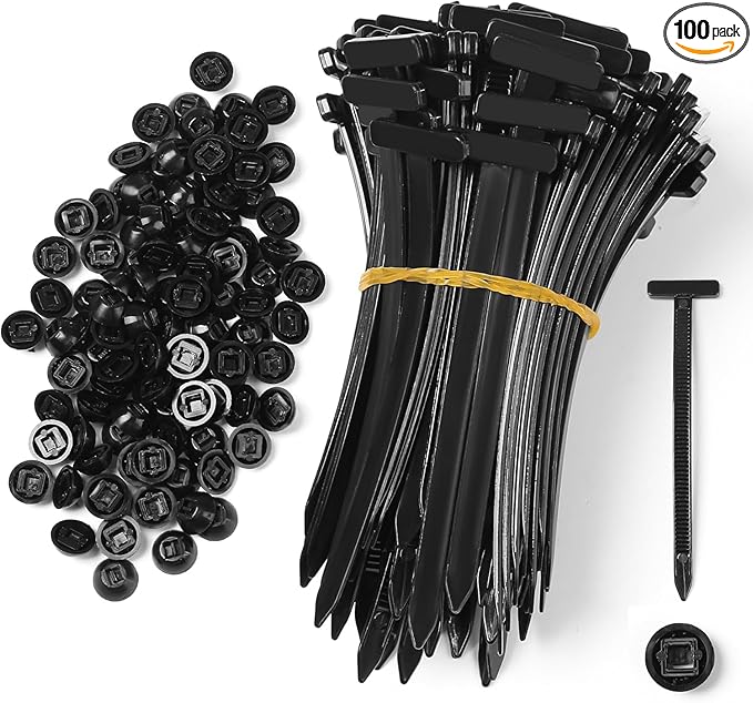 100 pcs Nylon Universal Cable Ties Buckle – Heavy Duty Self-Locking Zip Ties with Pin & Button, UV-Resistant Fasteners for Auto Repair