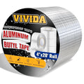 VIVIDA Aluminum Butyl Tape 4" × 20', Waterproof Aluminum Foil Butyl Sealing Tape for Outdoor Use, Corrosion Resistant, Repair for Metal Roof, RV, Windows, 1 Roll