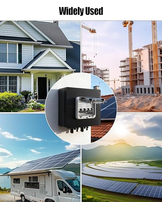 Solar Panel Disconnect Switch, 32A 1000V DC Circuit Breaker Box, 2 String PV Disconnect 2 in 2 Out, IP67 Waterproof Solar Isolator with MC4 Connectors for PV Array, Off-Grid & On-Grid Systems