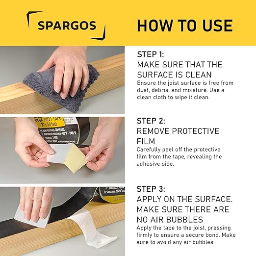 Deck Joist Tape for Decking, 2 inch x 50 Feet Roll, 8-Pack – Self-Adhesive Butyl Waterproof Flashing Tape, Protects Deck Beams from Rot and Decay, Easy-to-Apply