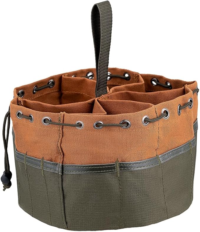 BucketBoss 25001 Canvas Organizer Parachute Bag with 19 Pockets for Nails,Screws, and Bolts in Brown