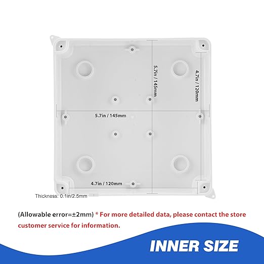 Waterproof Electrical Junction Box (5.9"x5.9"x2.8") with 8 Reserved Holes for Electronics - Sturdy ABS Plastic IP65 Dustproof Project Enclosure - White, (150x150x70mm)
