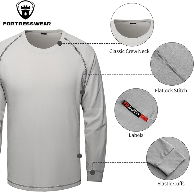 FR Shirts for Men 6 oz Hi Vis Fire Resistant Flame Resistant Long Sleeve Shirts High Visibility Cotton Welding Shirt CAT2