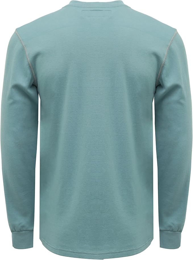 BOCOMAL FR Shirts for Men 5.5oz Lightweight Long Sleeve Work Henley Fire Resistant Shirt CAT2