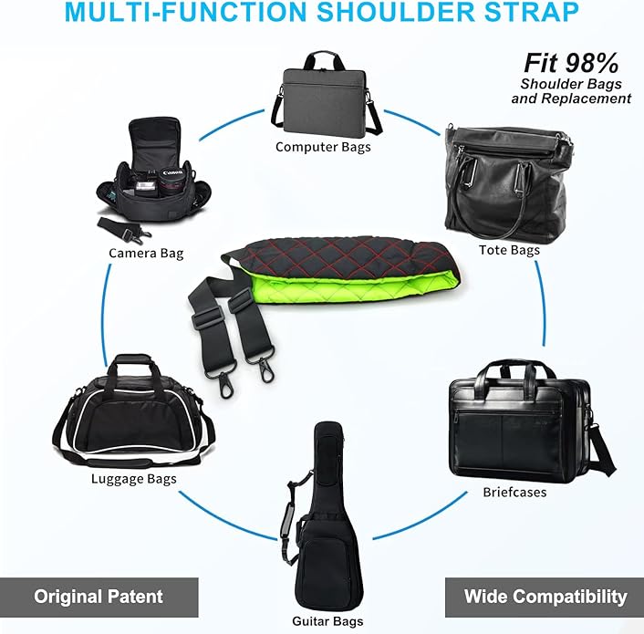 Ultra Comfortable Shoulder Strap Bag Belt with Anti-Theft Pockets and Padded, 2 Tone Reversible Use, Stylish & Secure