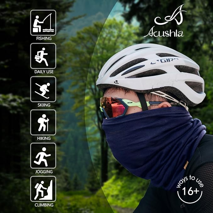 ACUSHLA 100% Merino Wool Neck Gaiter for Men & Women Ski Face Mask Winter Scarf Neck Warmer All Weather, Midweight Maple Leaf