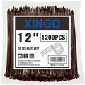 XINGO 12 Inch Brown Zip Ties 1200 PCS, 75 LBS Tensile Strength, UV Resistant Cable Ties, Premium Self-locking Plastic Ties for Indoor and Outdoor Use