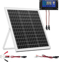 VEVOR 20W 12V Solar Panel Battery Charger, Solar Battery Trickle Charger Maintainer with Intelligent MPPT Controller & Adjustable Mount Bracket, IP67 Waterproof for Car Boat RV Motorcycle Trailer