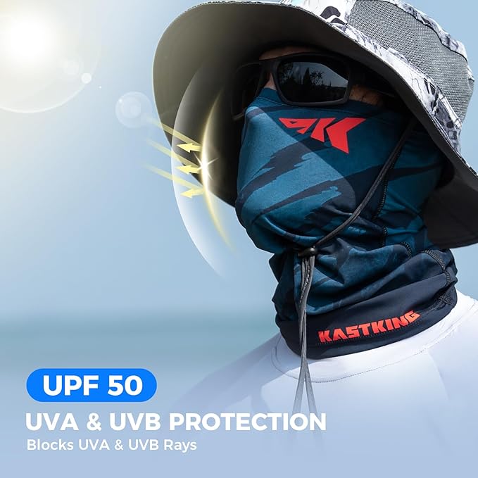 KastKing Ultimate Angler Neck Gaiter, UPF 50 Sun Mask, Sun Gaiters for Men & Women, Hydrocool Technology, Fishing, Hiking