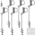 30" Heavy Duty Screw in Ground Anchors Kit, 3" Spiral Windproof Earth Anchors for Trampoline, Shed, Swing Set & Mobile Home, Fully Welded Steel with Nut Driver Drill Bit (Set of 6)