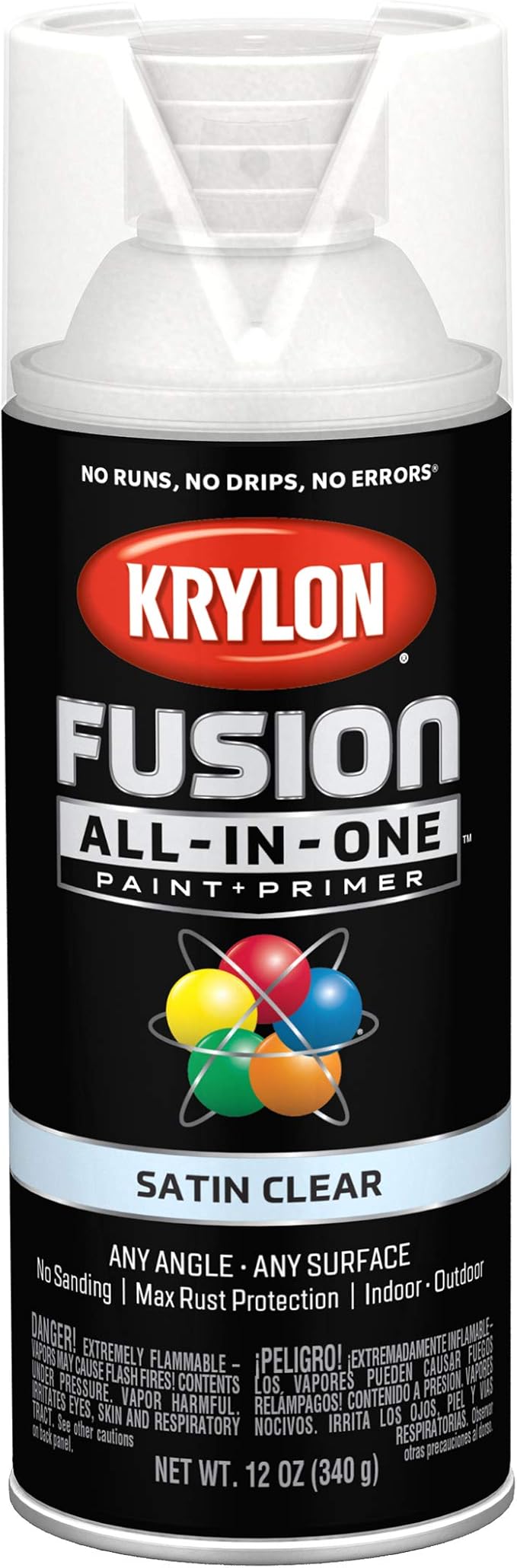 Krylon Fusion All-In-One Adhesive Spray Paint for Indoor/Outdoor Use, 12 oz, Clear