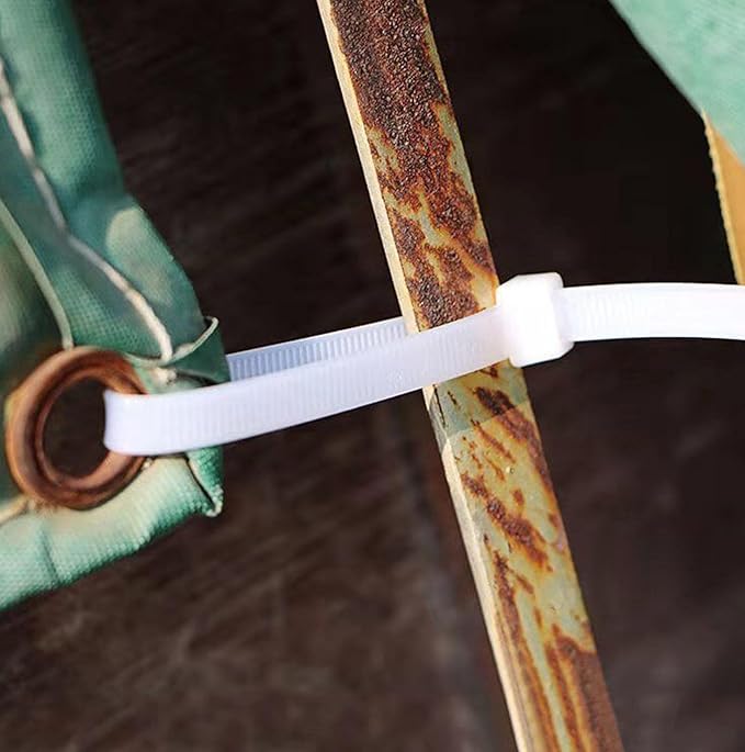 large zip ties 48 inch white cable ties heavy duty outdoor use 12 pieces long plastic tie wraps uv resistant 200 lbs Tensile Strength