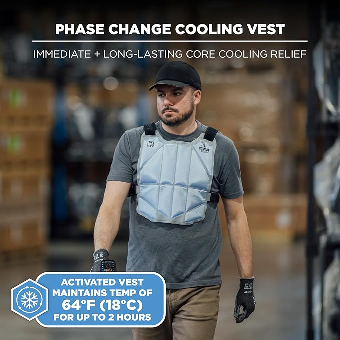 Ergodyne Chill-Its 6210 Phase Change Lightweight Cooling Ice Vest, Cooling Relief for All Environments, Cooling Towel Included