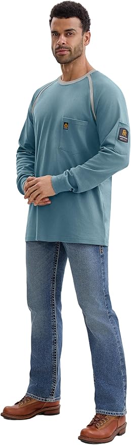 WORKWEYA 6.5oz Men's FR Shirts NFPA 2112 Lightweight Cotton Fire Retardant Shirt
