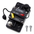 E9 200 Amp Circuit Breaker 12V - 48V DC with Manual Reset | Waterproof IP67 | Surface Mount Switch Button with LED Indication 200A 3/8" Studs
