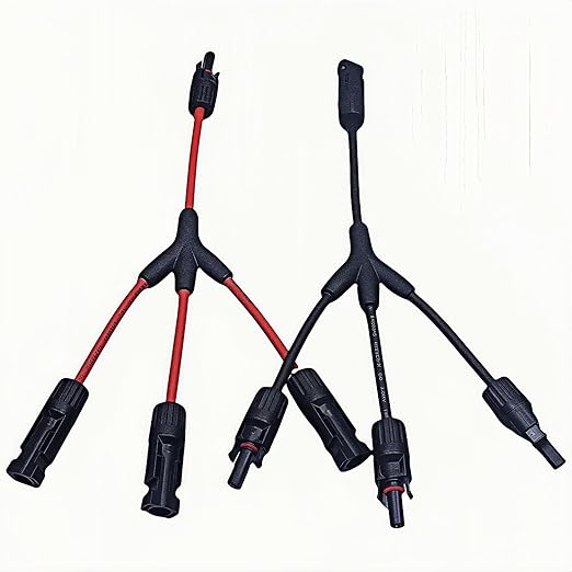 1 Pair Solar Y connectors 1 to 3-Turn Waterproof Parallel Solar connectors, 10AWG tinned Copper Solar Panel Cable Plug connectors (M/FFF and F/MMM)