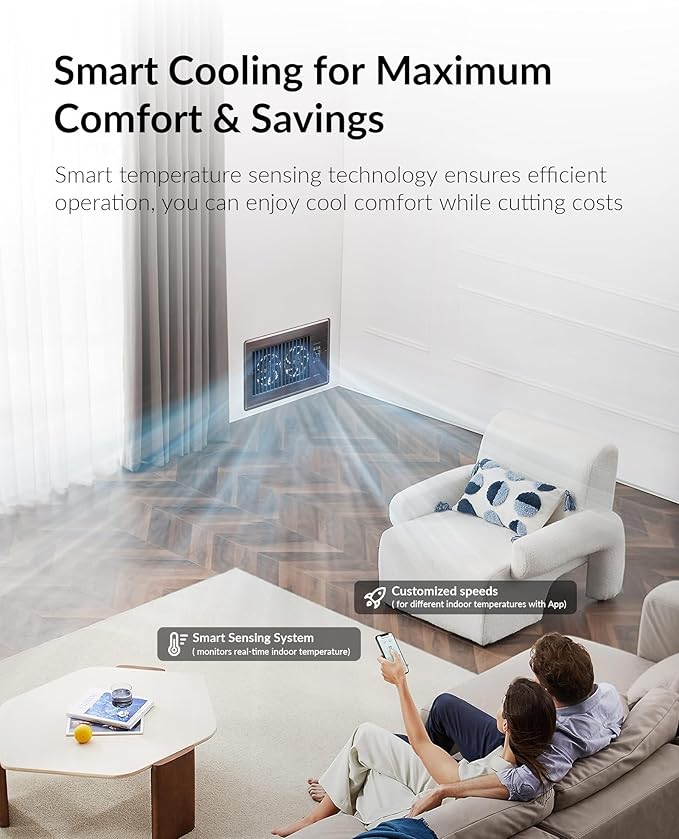 Super Quiet Register Booster Fan for 6" x 10" Register Holes, Smart Register Vent with Dual Intelligent Thermostat and WIFI App Control, Heating Cooling AC Vent Fan (ORB)