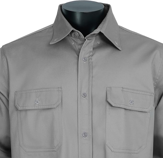 100% Cotton Mens Fr Shirts 7.5oz Flame Resistant Shirts NFPA2112 Men's Fire Retardant Welding Shirts