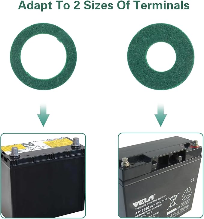 40pcs Battery Terminal Anti Corrosion Washers,Durable Car Battery Terminal Cleaner,Car Batterys Cleaner,for Automotive and Marine Batteries, Green, Red