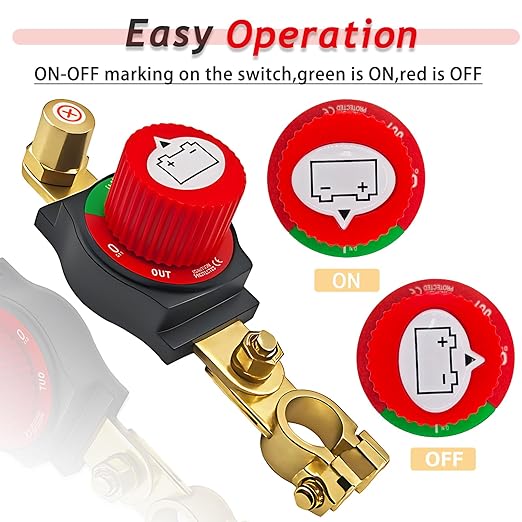 2025 New Top Post Battery Disconnect Switch,12-48V Car Battery Kill Switch,Suitable for 17-18 mm terminals,Battery Disconnect Switches are Mainly Used in Automobiles, Rvs, Boats, Solar Panels