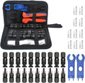 Solar Crimping Tool Kit for Panel Connectors - a Crimper, 10 Pairs of Solar Wire Connectors, 2 Pairs of Spanner Wrench for Solar Cable