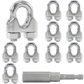 10Pcs M6 1/4 Inches Stainless Steel Wire Rope Clips Cable Clamp