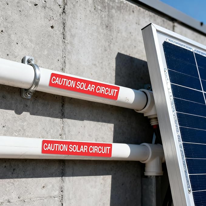250 PCS Caution Solar Circuit Stickers - CDXHOME Photovoltaic PV Warning Labels, Waterproof UV Resistant Vinyl with Strong Adhesive, for Code-Compliant Marking