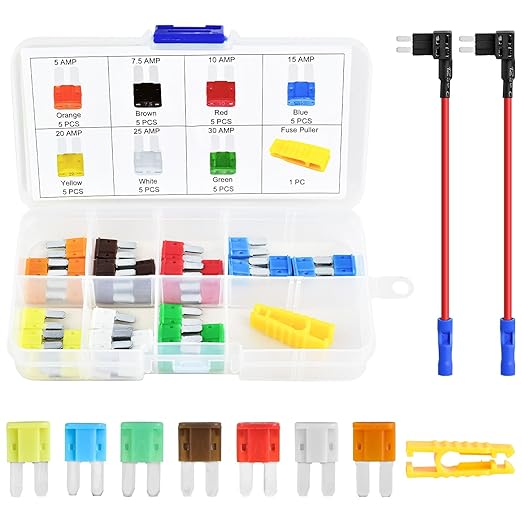 MuHize Micro2 Fuse Tap Kit - Upgrade 35 Pack with 5A to 30A Blade Fuses for Car Truck SUV RV | 2 Add-A-Circuit Taps Secure Fit Anti-Loose Design