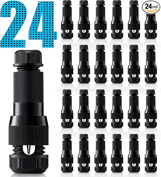 SUNVIE Low Voltage Wire Connector for Landscape Lighting Outdoor 12-14 Gauge Cable Connectors Work with Malibu Paradise Moonrays and Other Outdoor Lighting (24 Pack)